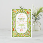 予測できなおもしろいお洒落フローラボウドードルハンドドロー 招待状 (スタンド正面)