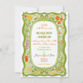 予測できなおもしろいお洒落フローラボウドードルハンドドロー 招待状 (正面)