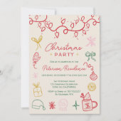 予測できなおもしろいクールイラストレーションモダンクリスマス 招待状 (正面)