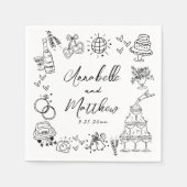 予測できなおもしろいハンドドローお洒落ド結婚の スタンダードカクテルナプキン (正面)