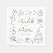 予測できなおもしろいハンドドローお洒落ド結婚の スタンダードカクテルナプキン (正面)