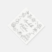 予測できなおもしろいハンドドローお洒落ド結婚の スタンダードカクテルナプキン (角)
