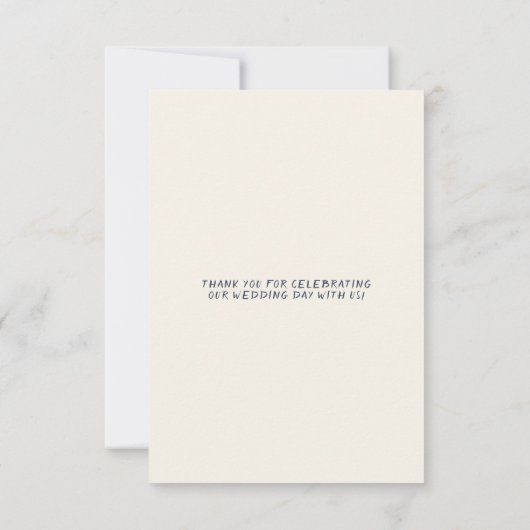 予測できなおもしろい緑の手書きスクリプ結婚トの写真 サンキューカード (裏面)