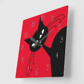 予測できなおもしろい黒猫 スクエア壁時計 (傾斜)