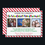 予測できなおもしろい3枚の写真を含むお洒落 シーズンカード<br><div class="desc">このおもしろい予測できなホリデーカードには写真が3枚ユーモアのあるあり、政治的に正しいキャプションが付いた「Wishing you a Faborous ChristmaSolsticHanukKanyzaa!」 – クリスマ読ス、至、ハヌカー、クワンザの単語を1つの長い単語に混ぜ合わせていおもしろいる。背景は赤で、キャンディストライプーのメッセージが表示さ読れ、「季節の精神があなたのハートを平和と愛と光で満たしてくれることを願う、あなたが選んだ休日の何か！」とメッセージが表示され祝る。 かわいいオールインクルーシブな季節の挨拶。</div>