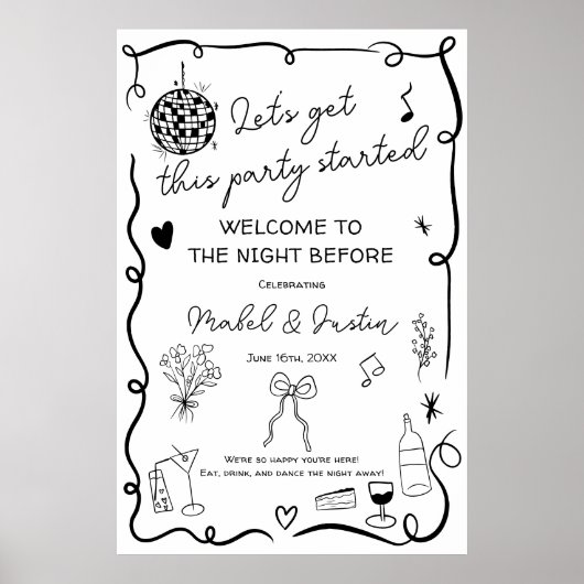 予測できなお洒落カジュアル結婚ブラック ポスター (正面)