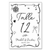 予測できなお洒落カジュアル黒結婚の テーブルナンバー (正面)