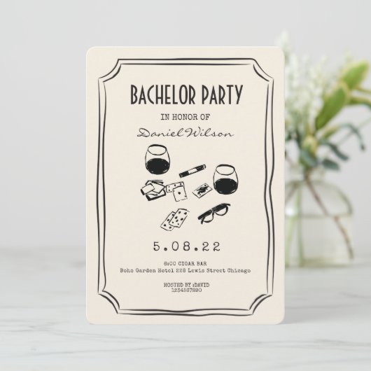 予測できなお洒落ファンキー葉巻とウィスキー 招待状 (スタンド正面)