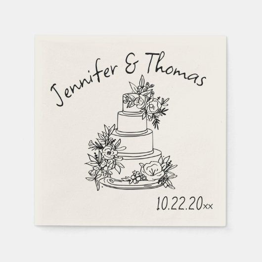 予測できなお洒落手描きド結婚ル スタンダードカクテルナプキン (正面)