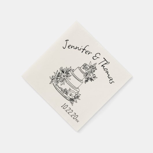 予測できなお洒落手描きド結婚ル スタンダードカクテルナプキン (角)