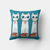 予測できなお洒落Doodle White Catと書籍 クッション (裏面)