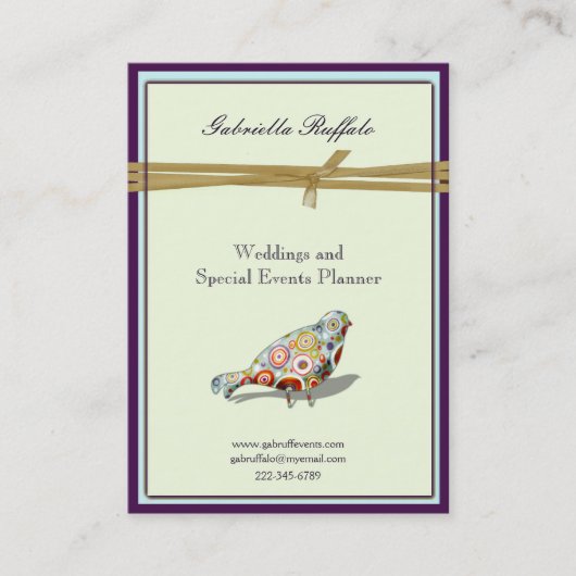予測できなく小さくカラフルでアートな鳥 名刺 (正面)