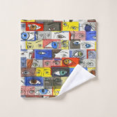 予測できなく、お洒落な、型破りユニークな眼球 バスタオルセット (ウォッシュタオル)