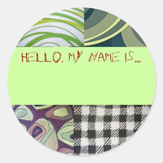 「予測できなこんにちは、私の名前は…」ボタン ラウンドシール (正面)