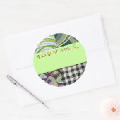 「予測できなこんにちは、私の名前は…」ボタン ラウンドシール (封筒)