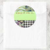 「予測できなこんにちは、私の名前は…」ボタン ラウンドシール (バッグ)