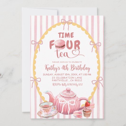 予測できなイラストレーションタイムFOURティー4th誕生日 招待状 (正面)