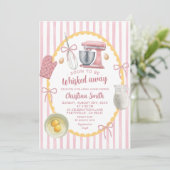 予測できなイラストレーションピンクキッチンブライダルシャワー 招待状 (スタンド正面)