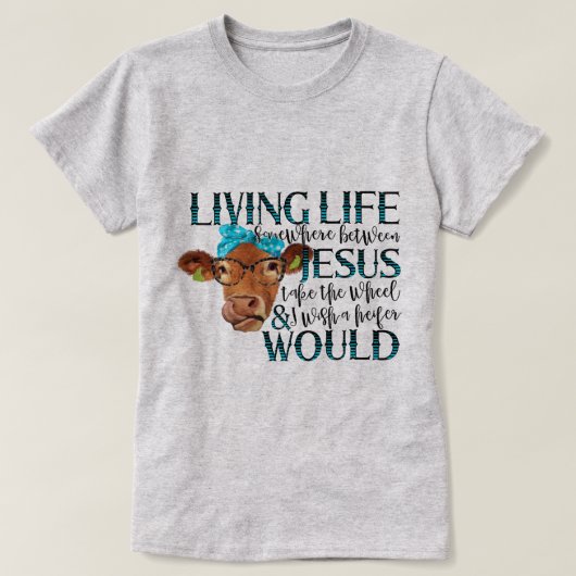 予測できなイラストレーション付き牛ユーモアのある引用文 Tシャツ (デザイン正面)