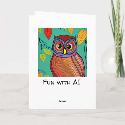 予測できなカラフルフォークアート抽象芸術フクロウ誕生日 カード (裏面)