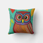 予測できなカラフルフォークアート抽象芸術フクロウ クッション (裏面)