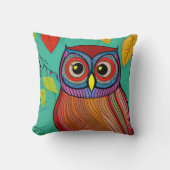 予測できなカラフルフォークアート抽象芸術フクロウ クッション (正面)