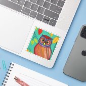 予測できなカラフルフォークアート抽象芸術フクロウ シール (ノートパソコンとiPhone)