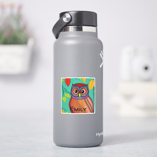 予測できなカラフルフォークアート抽象芸術フクロウ シール (HydroFlask)