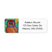 予測できなカラフルフォークアート抽象芸術フクロウ ラベル (正面)