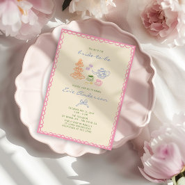 予測できなカラフルブライダル茶パーティー 招待状