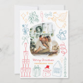 予測できなカラフルChristmas Photo Hand Drawn Doodle シーズンカード (正面)