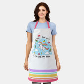 予測できなクリスマスと新年ユニコーン虹 エプロン (着用した状態)