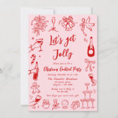 予測できなクリスマスカクテルパーティの招待状ドードル 招待状 (正面)