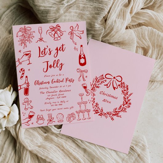予測できなクリスマスカクテルパーティの招待状ドードル 招待状