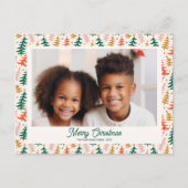 予測できなクリスマスツリーホリデーファミリーフォトカード シーズンポストカード (正面)