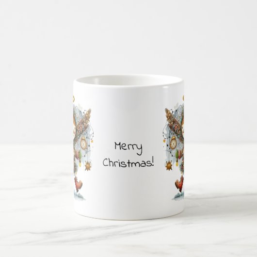 予測できなクリスマスフォークアートエンジェル コーヒーマグカップ (中央)