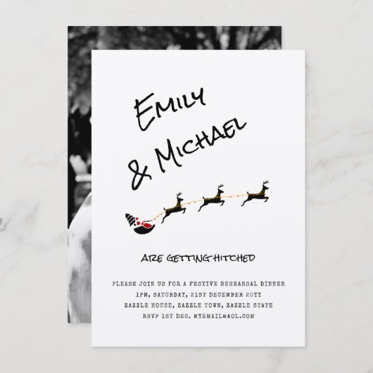 予測できなクリスマス結婚/ディナー/婚約PHOTO 招待状 (正面/裏面)