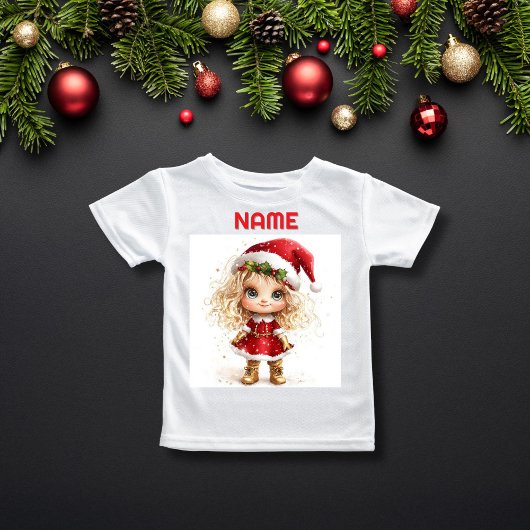 予測できなサンタハット名前をカスタムする Tシャツ