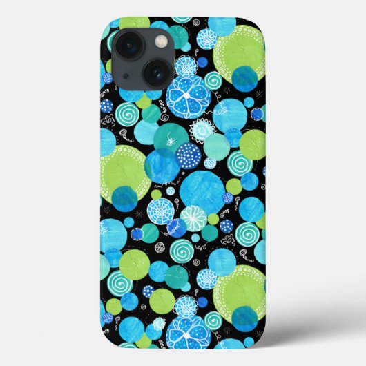 予測できなターコイズブルーネオングリーンエメラルドパターン Case-Mate iPhoneケース (裏面)
