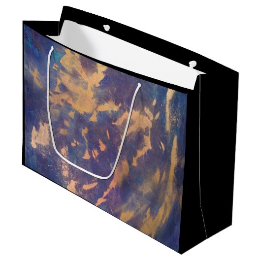 予測できなパーティー |パープルターコイズブルー金ゴールド（ばちゃばちゃ）跳ねる ラージペーパーバッグ (正面アングル)