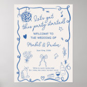 予測できなフランスの図解入りの、写真付きのおもしろい結婚歓迎 ポスター (正面)