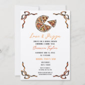 予測できなユニークお洒落ブライダルブルンチラブ&ピザ 招待状 (正面)