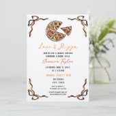 予測できなユニークお洒落ブライダルブルンチラブ&ピザ 招待状 (スタンド正面)