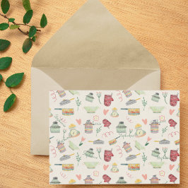 予測できなレトロカラフルキッチンテーマパーソナライズされた ノートカード