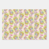 予測できなレトロクリスマス小妖精や小人ピンクレッドグリーン名を追加 ラッピングペーパーシート (正面)