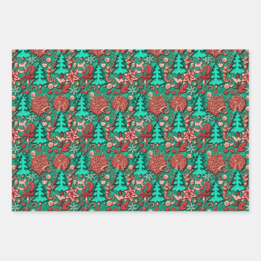 予測できなレトロホリデー#1 ラッピングペーパーシート (正面)