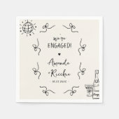 予測できなヴィンテージフランスのウィムジー弓婚約パーティ スタンダードカクテルナプキン (正面)