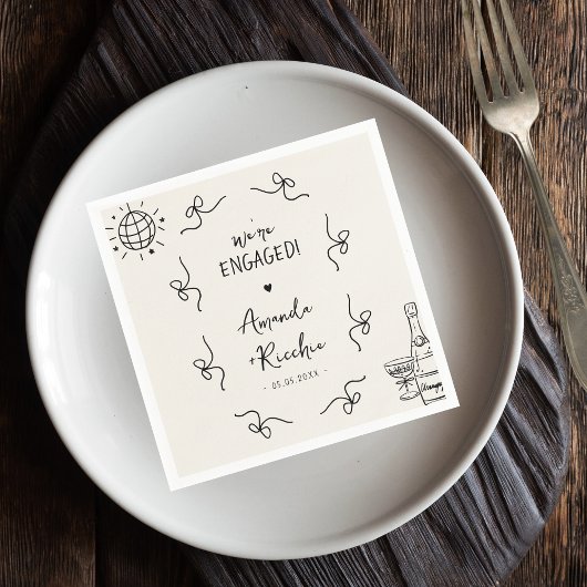 予測できなヴィンテージフランスのウィムジー弓婚約パーティ スタンダードカクテルナプキン