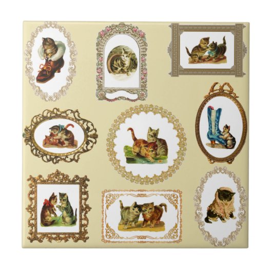 予測できなヴィンテージ枠猫型 タイル (正面)