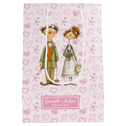 予測できな対結婚抱き枕パーソナライズされたユーモア ミディアムペーパーバッグ (裏面)